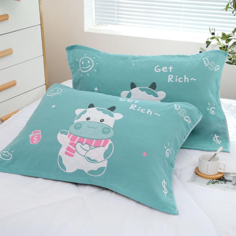 Special Offer Clearance Cotton Three-layer Gauze Four Seasons Adult Couples High-end Pillow Towel Full Increase Genuine Pillow Towel