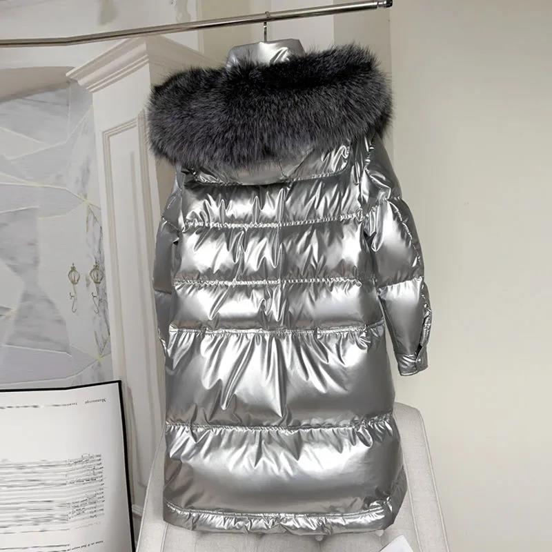 Disposable Bright Face Down Jacket Women's Mid-length White Duck Down Korean Style Loose Thick Winter Student Jacket