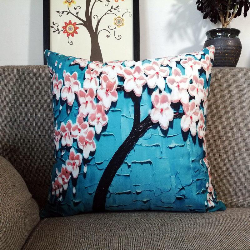 2pcs/set3D Oil Painting Printing Cushion Cover and Cushion Linen Fabric Pillowcase Pillows Case Cover Pillow Bedroom Pillowcase