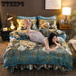Flannel Soft Comfortable Bedding Set Duvet Cover Flat Sheet 4pcs Home Bedclothes Bed Linens