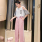 Loose Casual Suit Women's Summer Slimming Sportswear Lightweight Breathable Sweat-absorbent Two-piece Round Neck Short-sleeved T-shirt + Sports Pants
