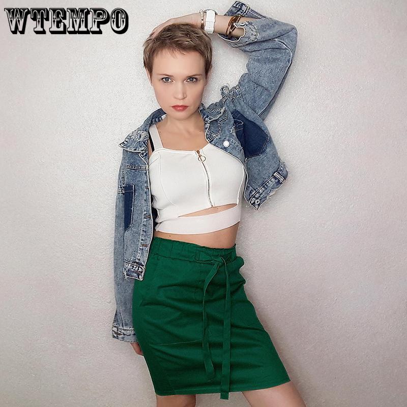 Cotton and Linen Short Skirt Summer Women's Casual High Waist Bow Loose Bag Hip Skirt with Pocket