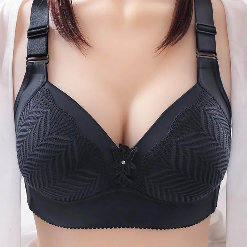 Large Size Thin Bra Gathered Adjustable Breast Lifting Anti-glare Anti-sagging Breathable Lightweight Sweat-absorbing Sexy Jacquard Ladies Bra