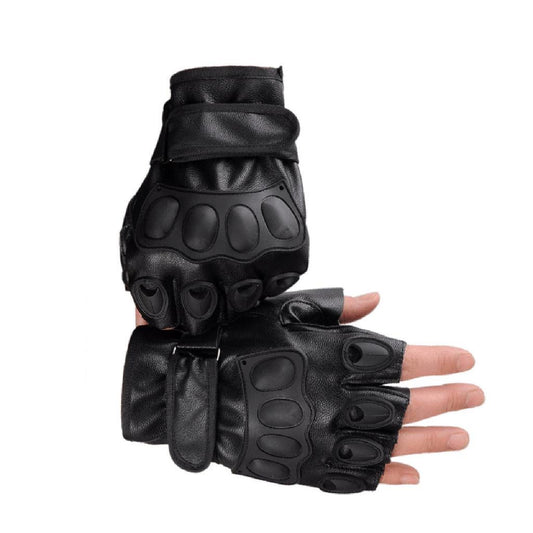 Half Finger Gloves PU Leather Men For Tactical Military Sports Cycling