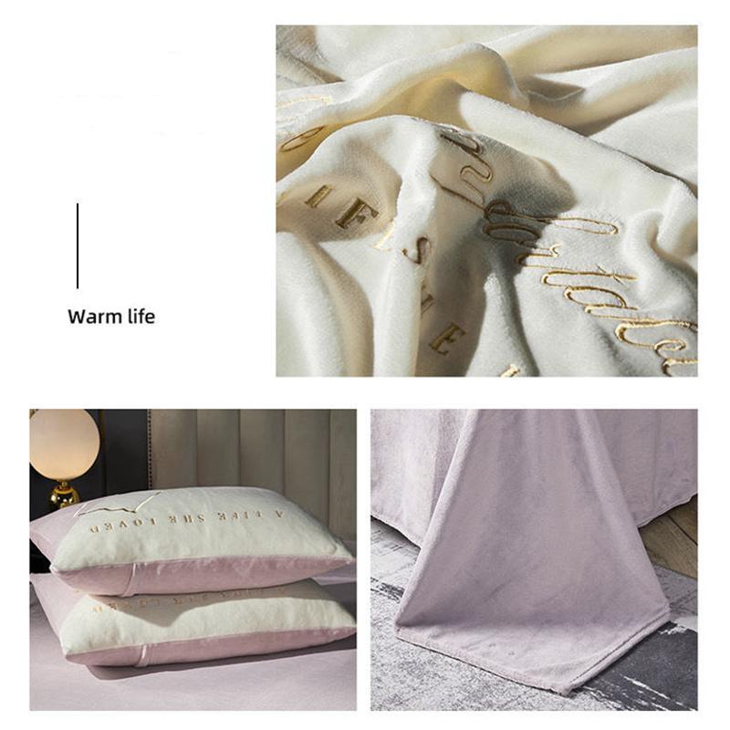 Winter Thick Milk Velvet Four-piece French Velvet Duvet Cover Sheet Crystal Velvet Embroidery Type Bedding