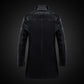 Men's Business Leather Jacket Mid-length Coat Windbreaker Jacket Men European and American Casual Winter Men