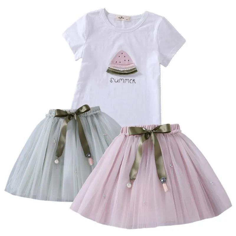 Two-piece Suit Summer Girl Suit Children's Thin Short-sleeved Skirt Suit Baby Cotton