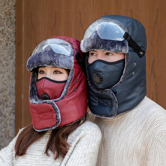 One-piece Hat Women Thick Warm Hat Men Winter Cycling Windproof Face Mask Hat Ear Protection Cold Down Cap