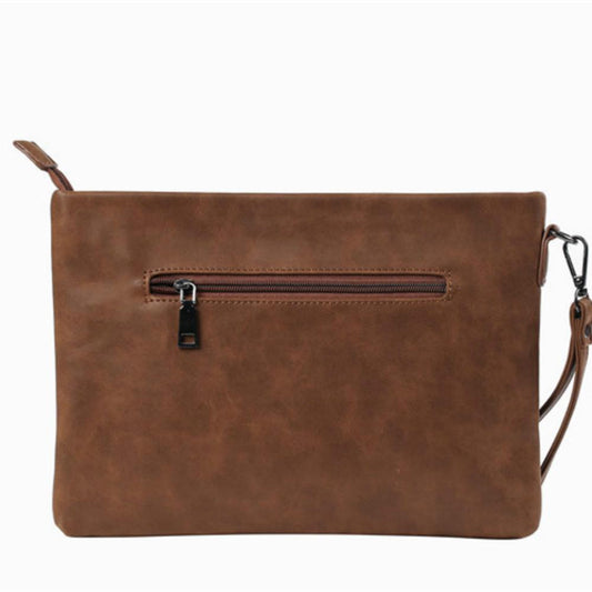 Business Briefcase Men Retro Brown Waterproof Soft Leather IPad Tote Shoulder Bags Computer Bag