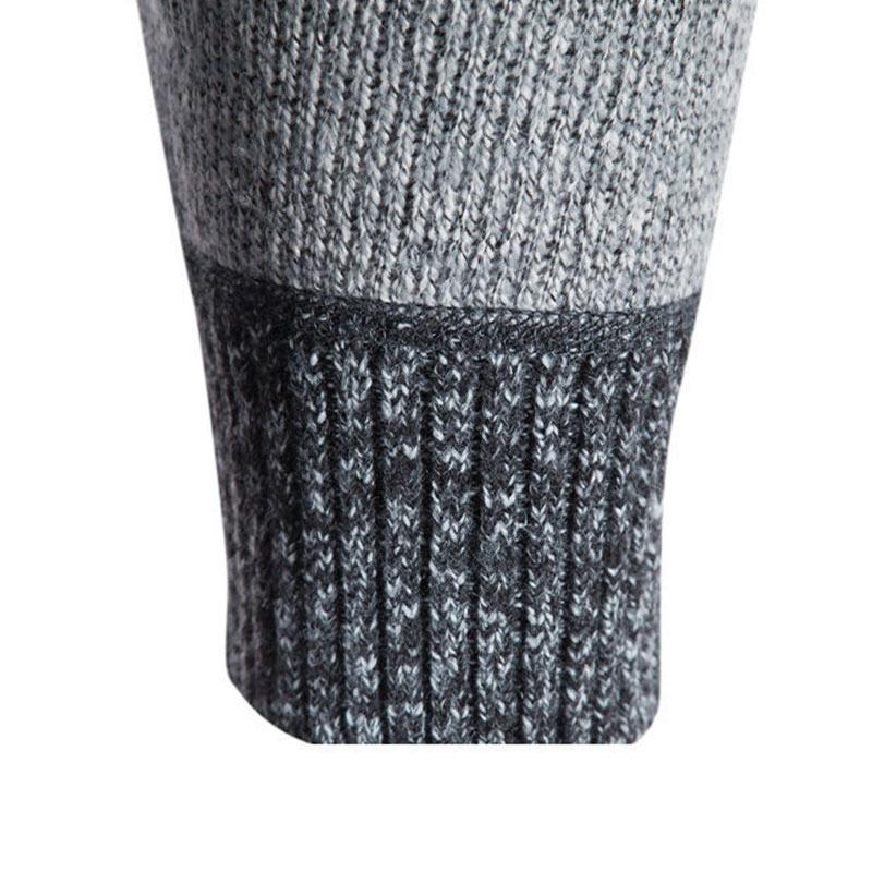 Men's Sweater Stitching Plus Fleece Warm Zipper Sweater Autumn and Winter Coat Loose Cardigan Sweater