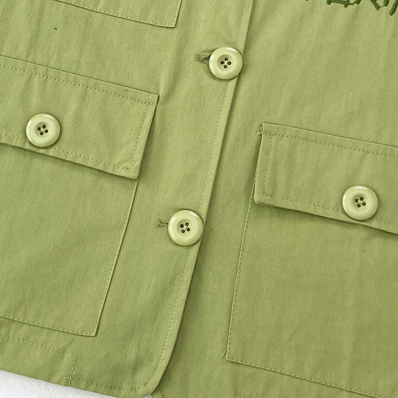 Strawberry Embroidery Women's Vest Coat Solid Color Sleeveless Spring and Summer Loose Casual Waistcoats
