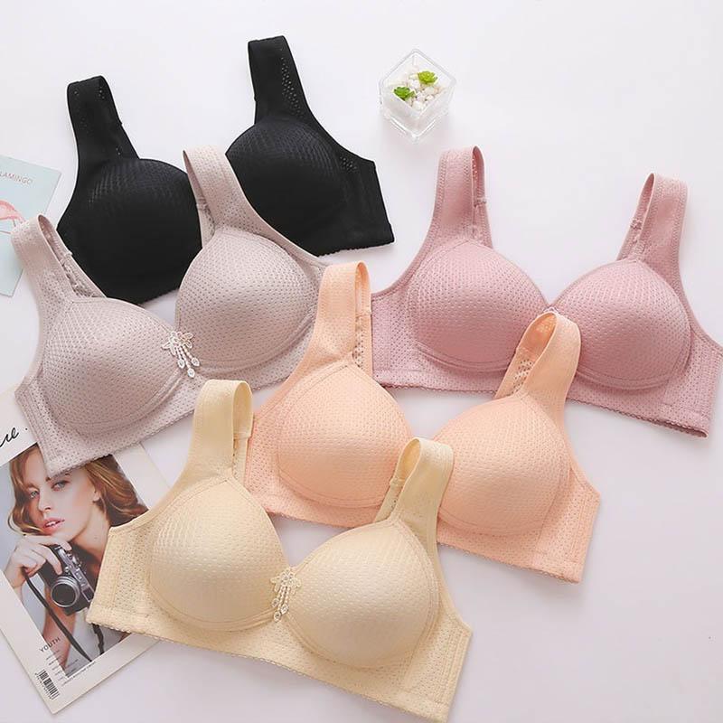 Japanese and Korean Characteristics Large Size Thin Section Comfortable Breast Adjustment Underwear Breathable No Steel Ring Comfortable Ladies Bra