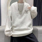 Autumn and Winter Plus Velvet Padded Round Neck Sweater Men's Loose Hedging Warm and Comfortable Jacket