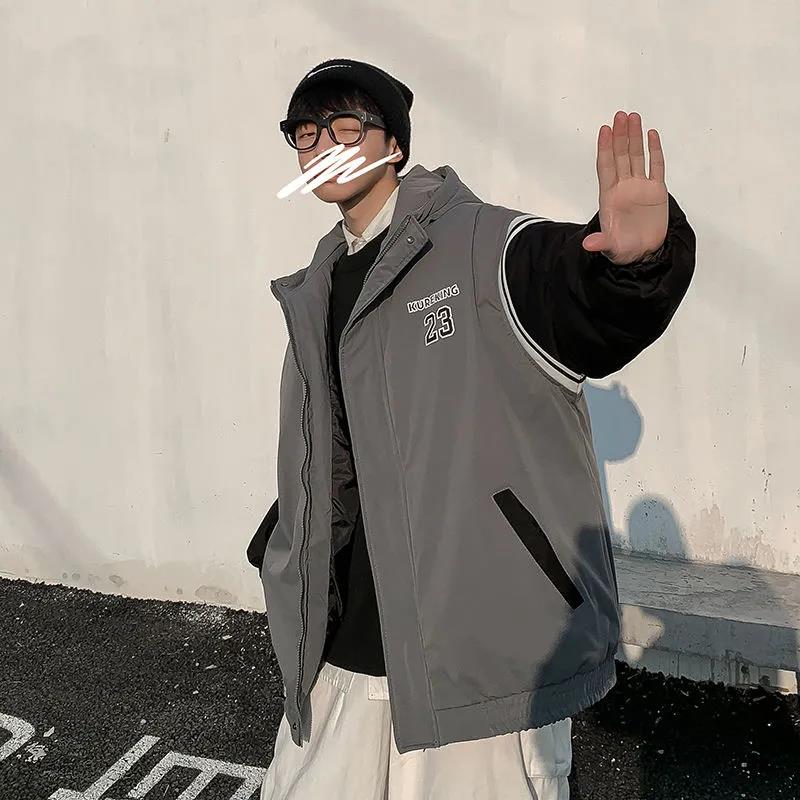 Winter Bakery Clothes Men's Loose Short Hooded Cotton-padded Jacket Trend Thicker Padded Jacket