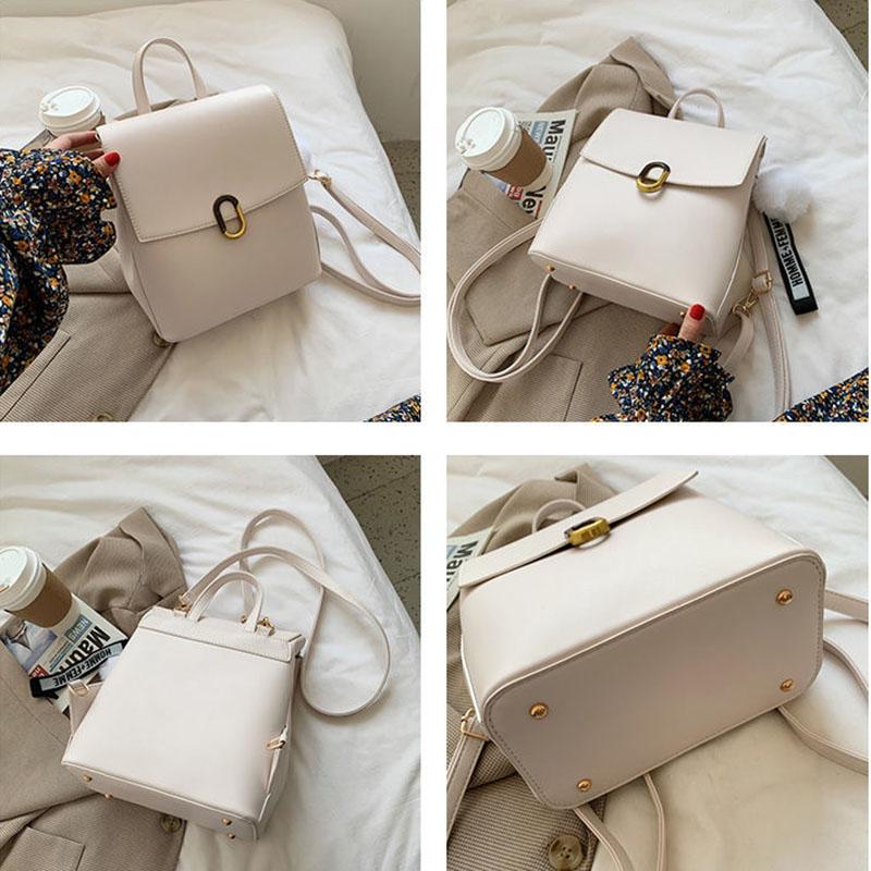 Soft PU Leather School Satchel Women's Backpack Casual Multilayer Large Capacity College Shopping Travel