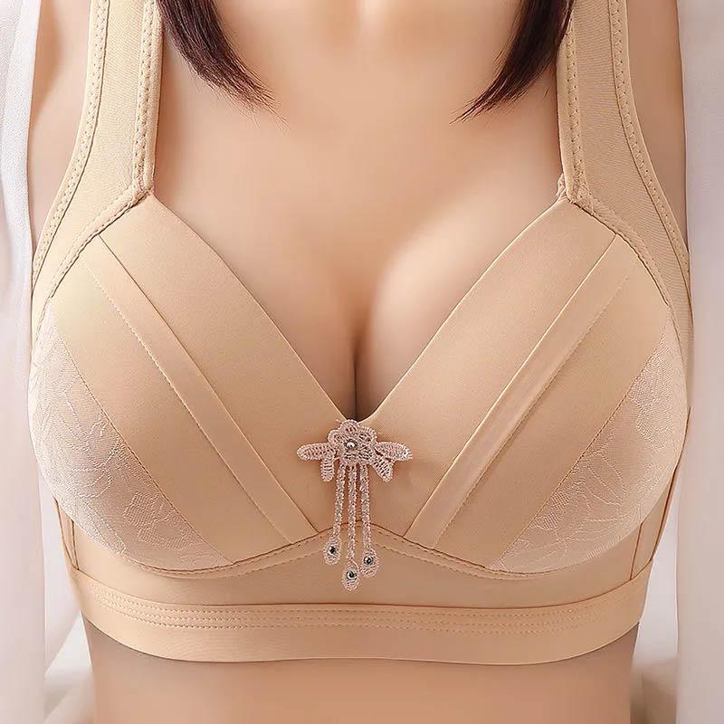 Beautiful Back Large Size Thin Vest-style Women's Underwear Breathable Bra Bra Without Steel Ring Anti-sagging Anti-glare Bra