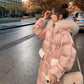 Winter Down Down Padded Jacket Women's Padded Coat, Large Size Loose and Thick Mid-length, Over-the-knee Fluffy Large Fur Collar Warm Winter Jacket