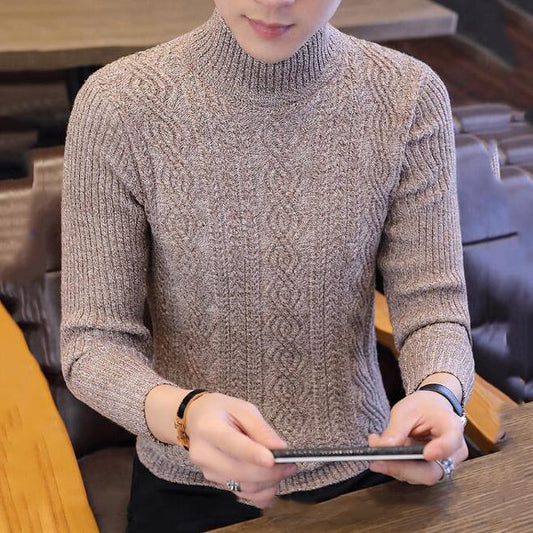 2019 Autumn Winter Warm Wool Sweaters Casual Turtleneck Pullovers Men Brand Slim Fit Sweater