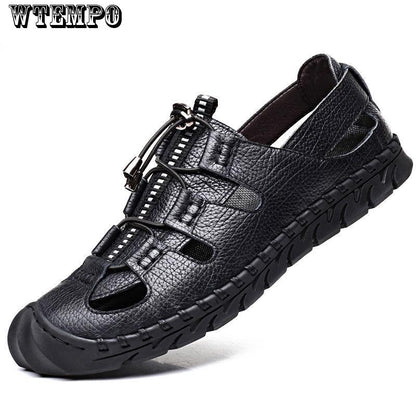 Men's Sandals Leather Non-slip Beach Outdoor Leather Sandals Men's Hole Shoes