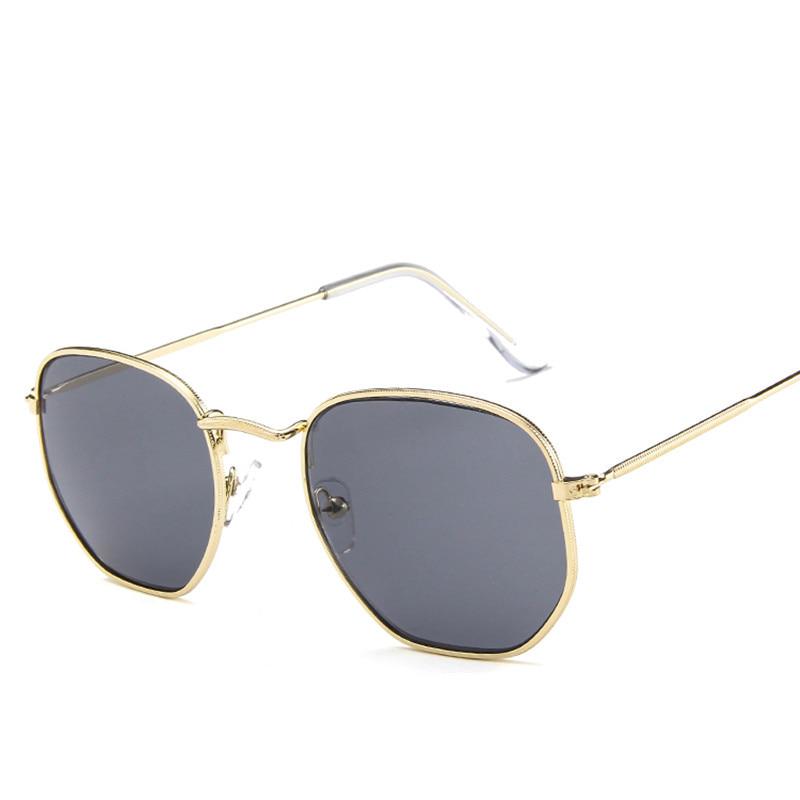 New Arrival Polygon Clear Square Sunglasses Women Fashion Brand Design Lady Vintage Metal Small Fram