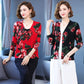 Autumn and Winter Women's Printed Cardigan V-neck Casual Sweater Coat High-end Wool Plus Size Cardigan