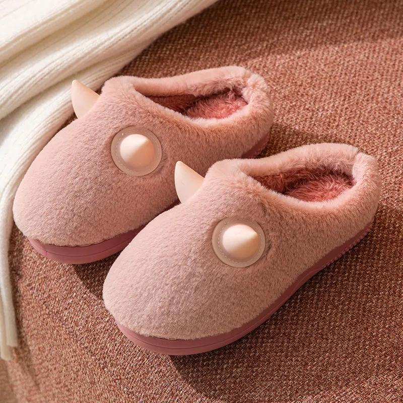 Children's Cotton Slippers Autumn Winter Indoor Warmth Non-slip Cute Baby Half-coated Slippers for Girls