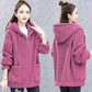 Lamb Velvet Sweatershirt Women's Autumn Winter Loose Cardigan Long-sleeved Hooded Thick Coat Solid Color Zipper Jacket Top