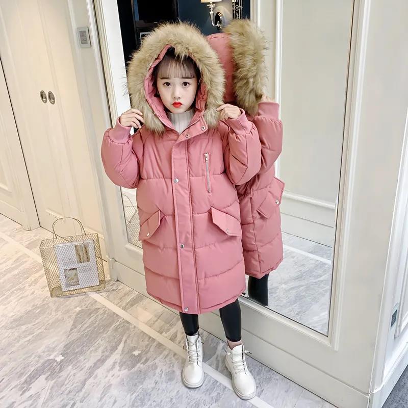 Girls' Warm Winter Padded Jacket Korean Style Padded Coat Children's Mid-length Down Quilted Jacket