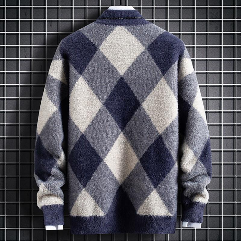 Mens Thick Mink Velvet Turtleneck Sweatshirts Men Fashion Loose Knit Warm Sweater Trendy Sweaters