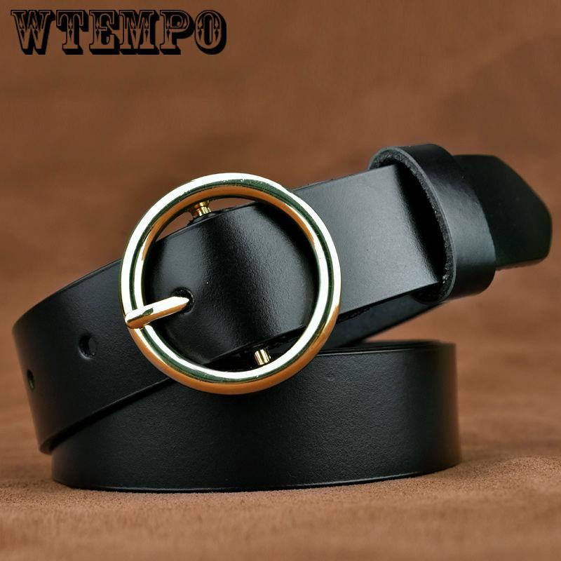 Leather Belts for Women Jeans Strap Vintage Metal Pin Buckle Fashion Style Trouser Cummerbunds