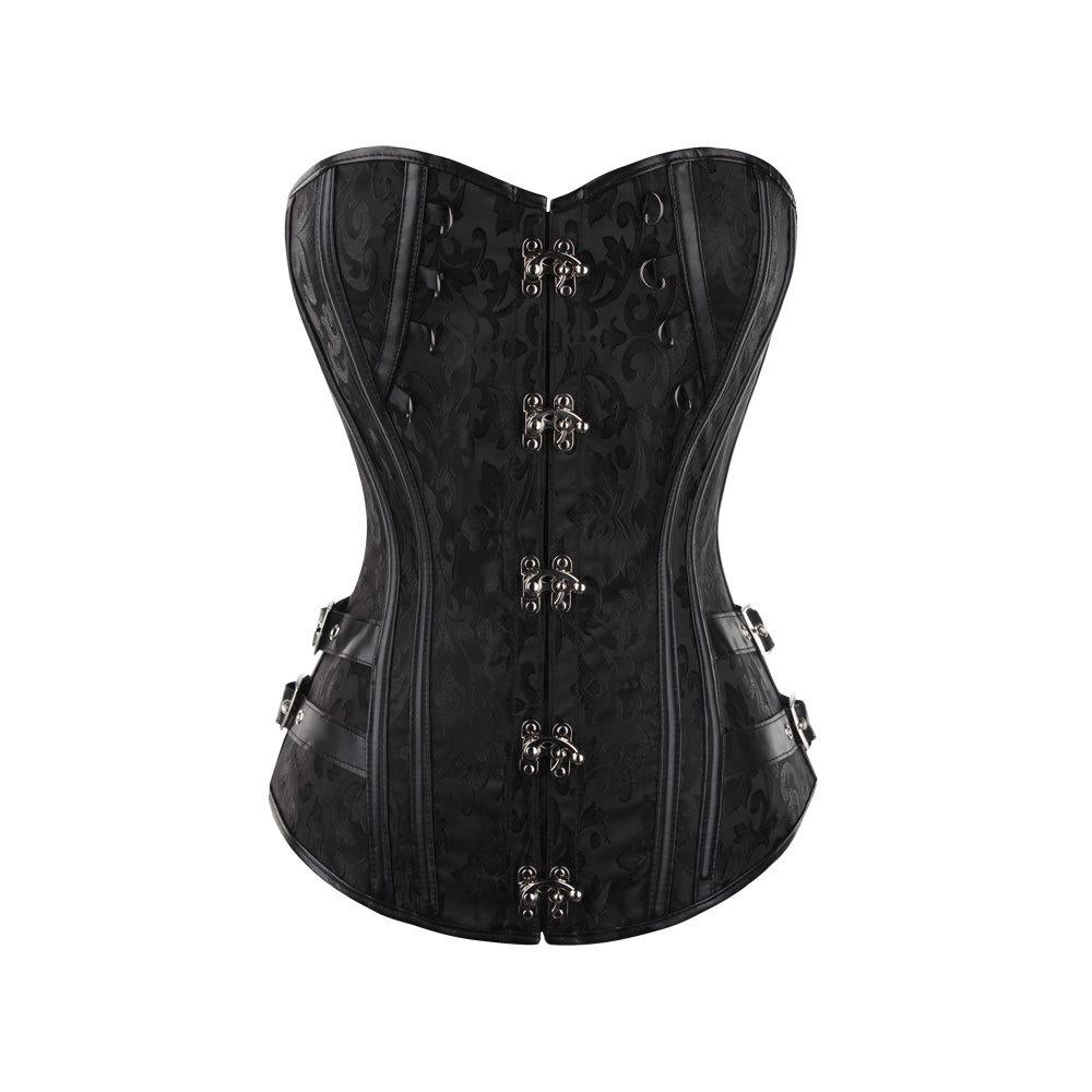 Women Faux Leather Bustier Corset Dress Underwear Black Steampunk Shapewear Gothic Sexy Corselet