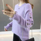 Autumn and Winter Fashion Round Neck Sweater Loose Long-sleeved Pullover Top Simple Style Women's Bottoming Shirt
