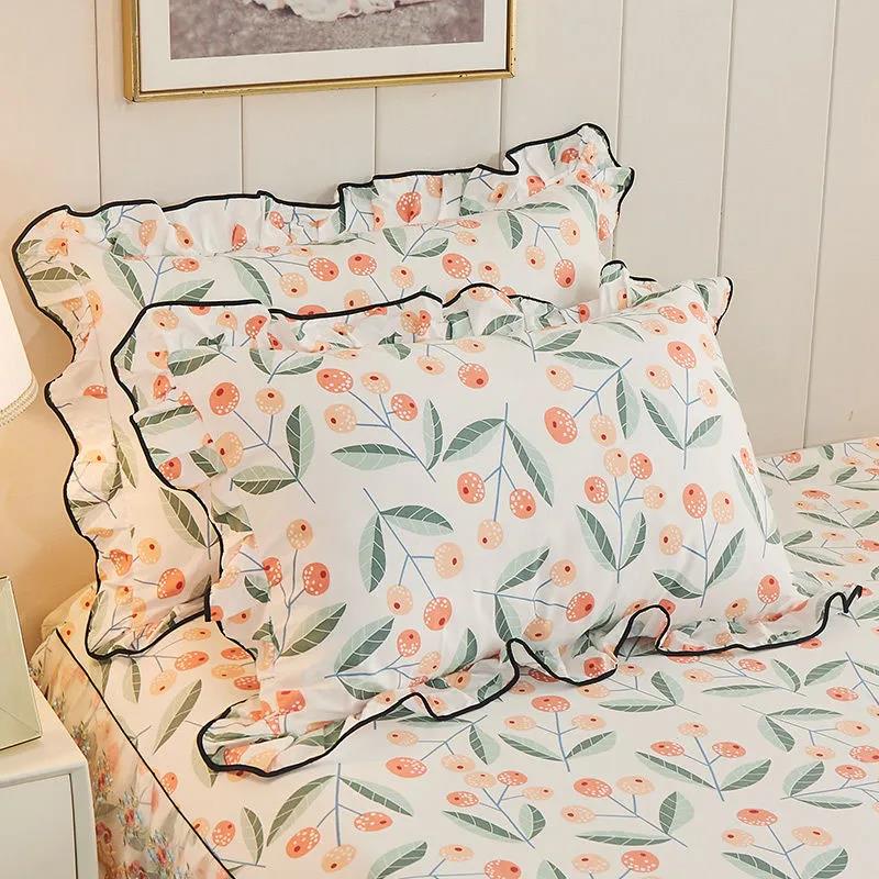 Princess Wind A Pair of Pillowcases Korean Version Cute Lace Pillow Core Cover Cotton Soft Bedding