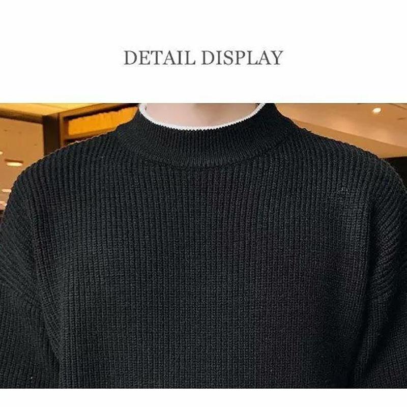 Autumn Thin Sweater Half High Neck Pullover Sweater Men's Trendy Knit Sweater Color Matching Bottoming Shirt Men's Top