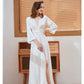 Women's Lace Long Nightdress Wedding Dressing Robe Drape Satin Solid Color Beauty Back Hollow Out Sexy Nightgown French Wedding Pajamas