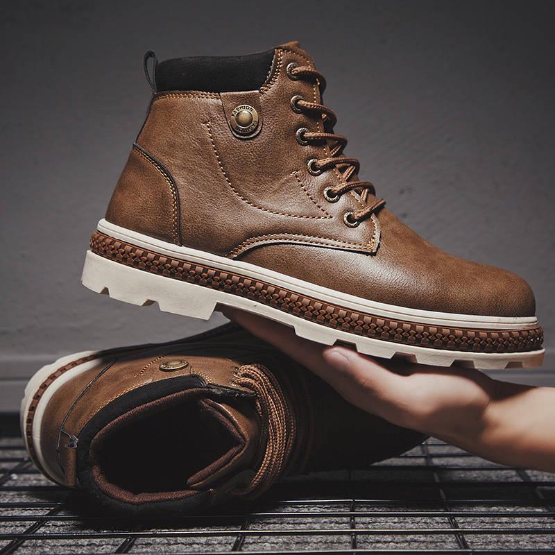 Winter Snow Martin Boots for Men Tooling Boots Men's Motorcycle Boots Booties Outdoor Snow Shoes