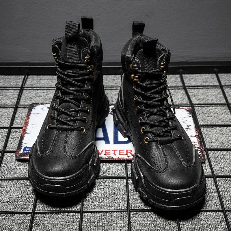 Men's British Casual Martin Boots Outdoor All-match High-top Cowboy Boots