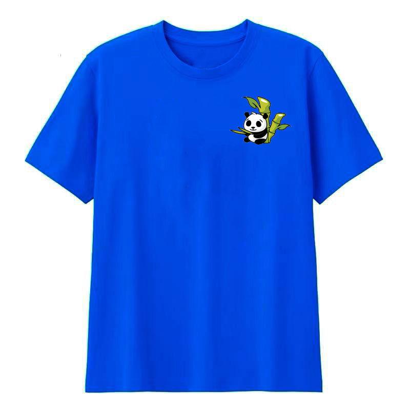 Summer New Panda Print Short-sleeved T-shirt Loose Boys Round Neck Cotton Half-sleeved Top