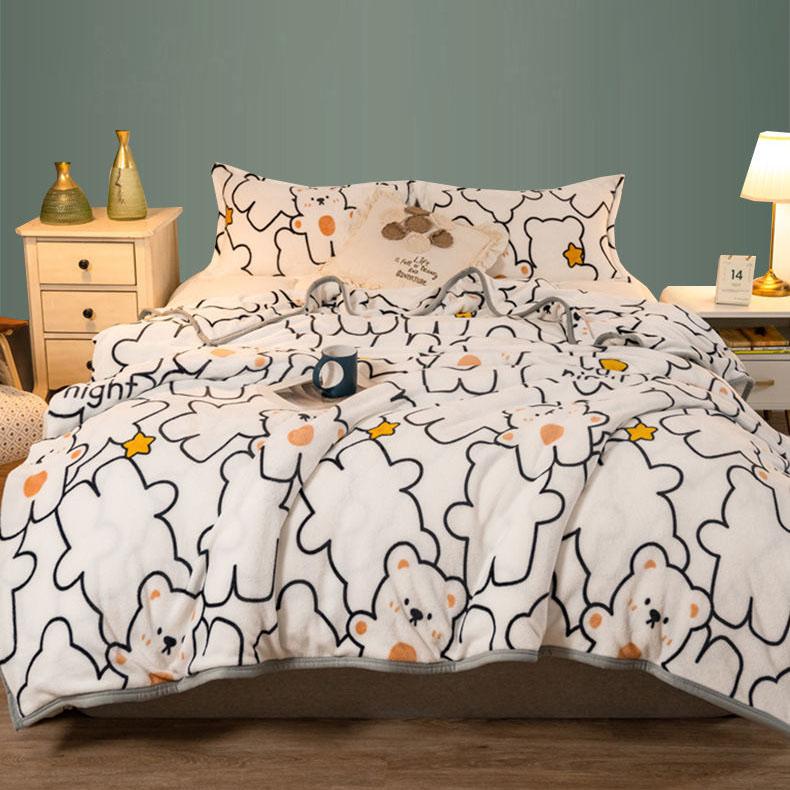 Winter Coral Fleece Blanket Flannel Sheet Various Sizes Quilt Cover Print Blanket Office Napping Blanket