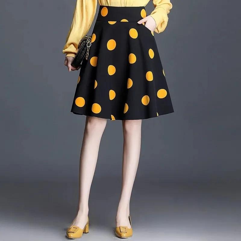 S-5XL Polka-dot Chiffon Skirt Women's Summer High Waist Anti-light Umbrella Skirt Thin A-line Large Swing Skirt Short Skirt