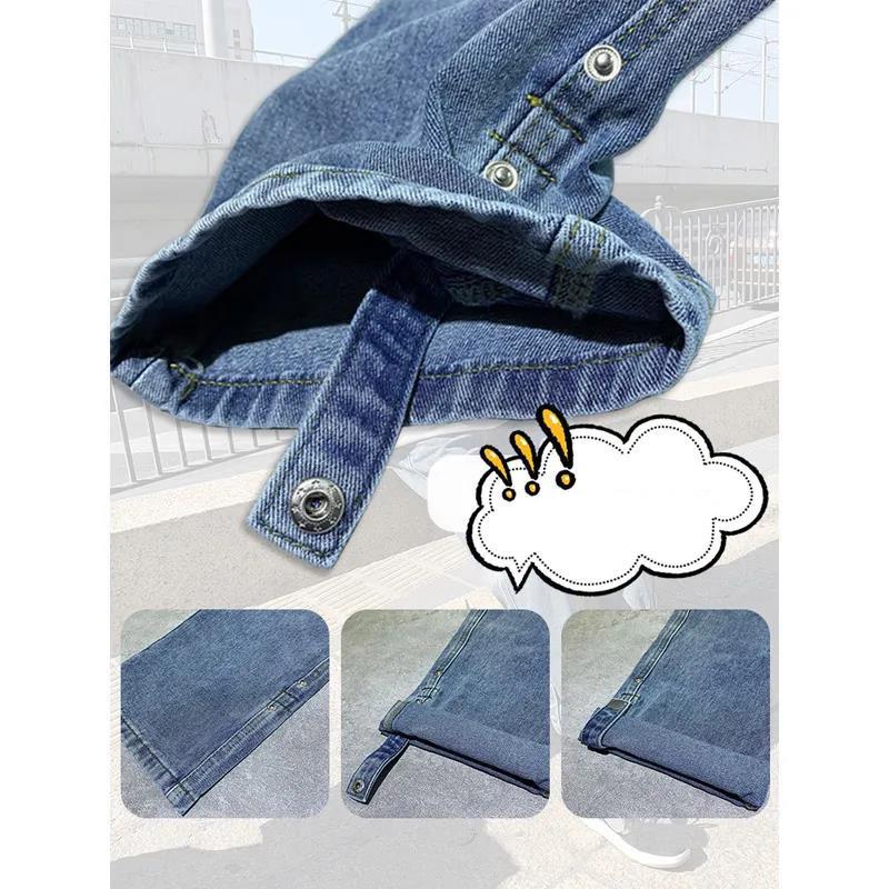 Light Blue Straight Jeans Women's High Waist and Thin All-match Spring New Loose Dad Wide Leg Pants
