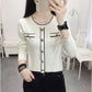 Color-blocking Long-sleeved Knitted Sweater Women's Suit Collar Pocket Shirt Temperament Age-reducing Cardigan