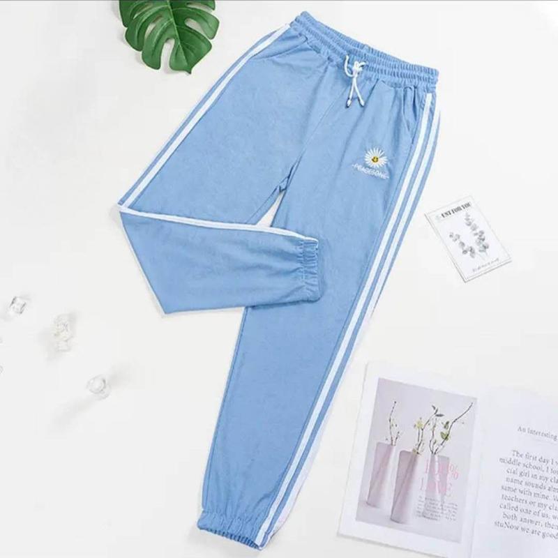 All-match Slim Slimming Simple Sports Pants Female Students Loose Nine-point Daisy Beam Thin Section