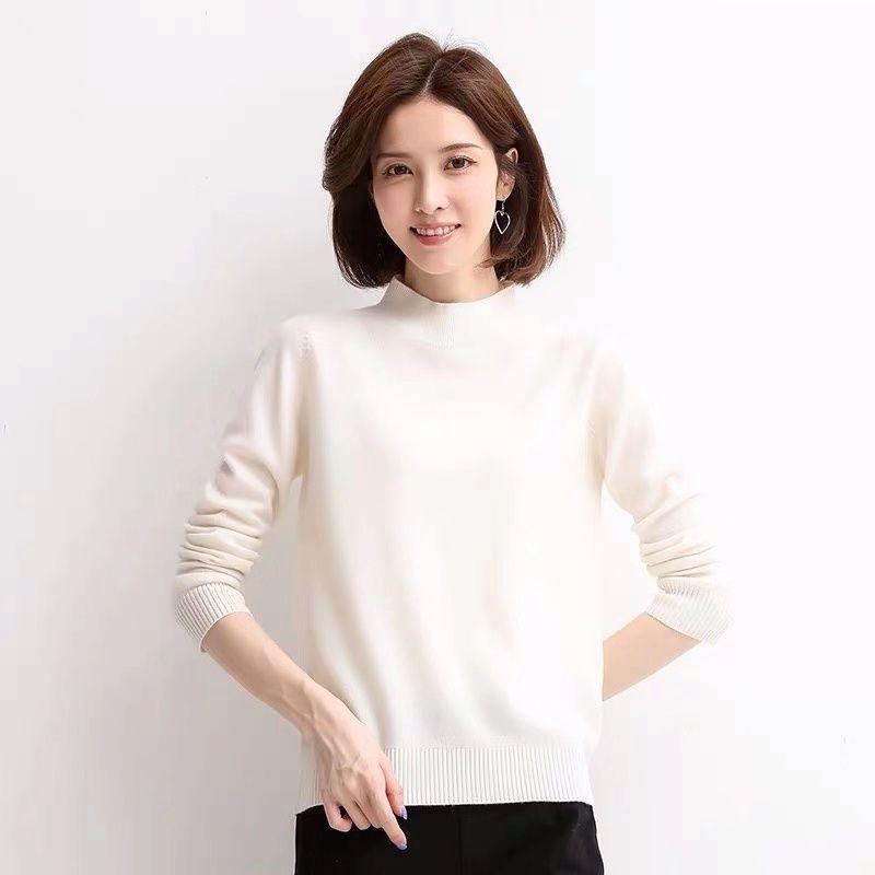 Pofulove Half Turtleneck Sweater Autumn Winter Loose Students Winter Wear Shirts Women Long Sleeve