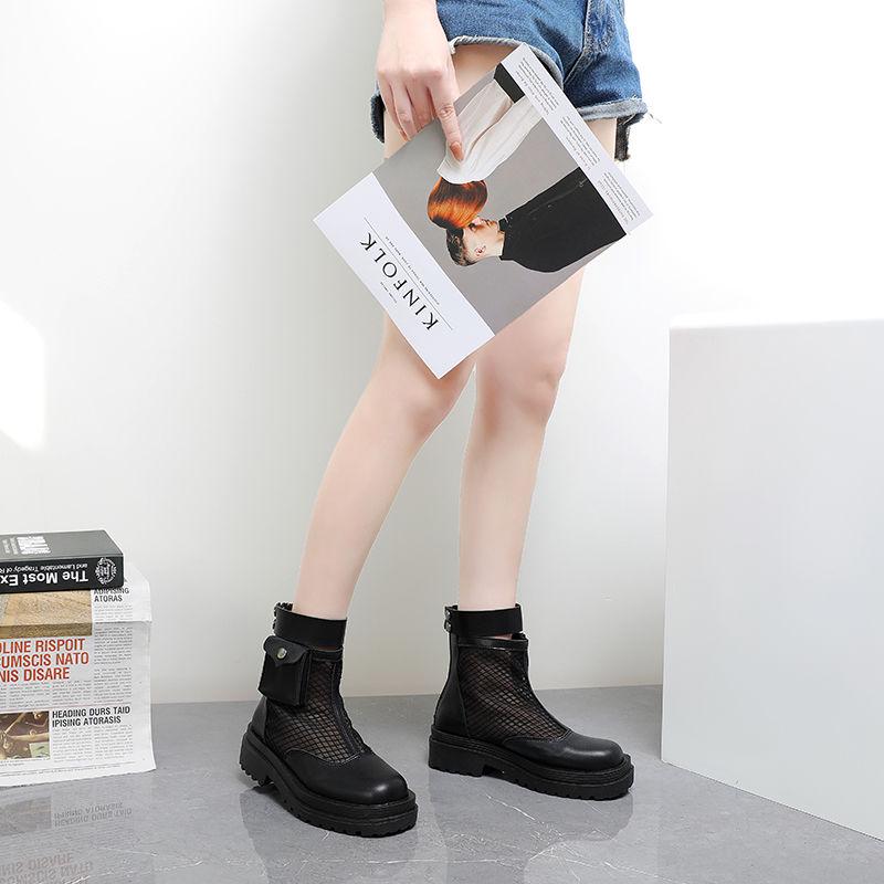 Martin Boots Women's Sandals Summer Thin Section Wild Breathable Net Red Hollow Short Boots