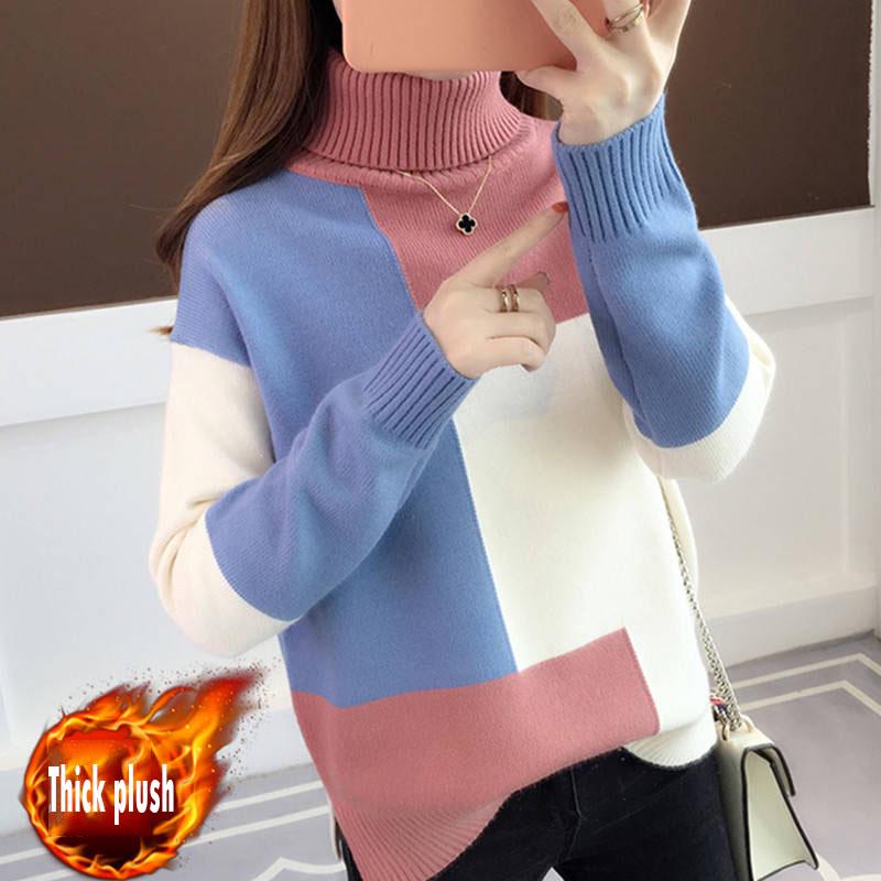 Women Sweater Turtleneck Long Sleeve Knitted Sweater Women Winter