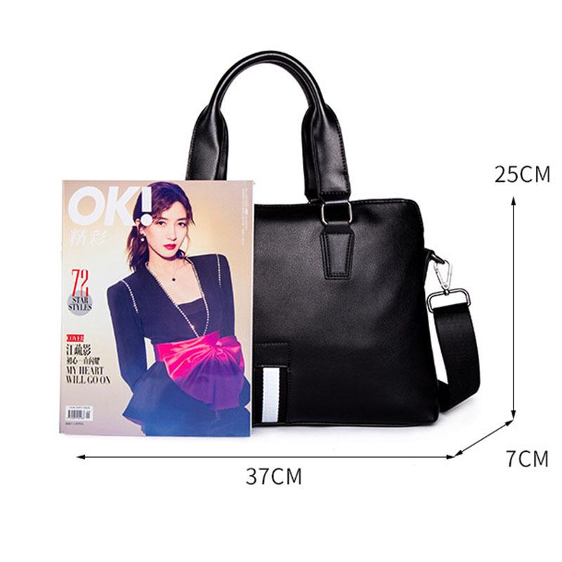 Business Briefcase Men Striped Large Capacity Leather Waterproof Handbag Crossbody Bags Shoulder Bag