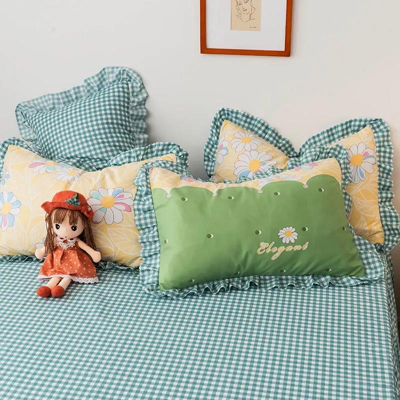 Pastoral Print Lace Pillowcase Plus Size 48*74cm Two-pack Pillow Core Dust Cover Student Dormitory