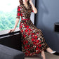 Dress Women's Knee Long Short-sleeved Female Leopard Print Skirt Temperament