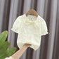 Girls' Summer Clothes Korean Style Western Style Shirt, Female Baby All-match Bow Tie Short-sleeved Princess Shirt